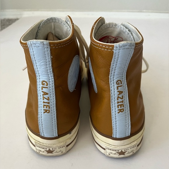 Converse Chuck Taylor 70 High Tops Brown Leather Blue Leaf Pattern Men’s Size 9 - Picture 6 of 16